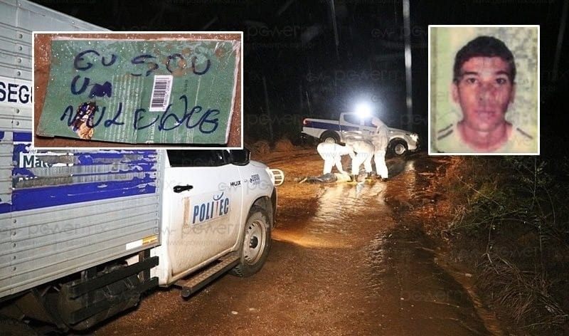 Jovem é executado na margem de estrada e facção deixa bilhete: "Eu sou moleque"