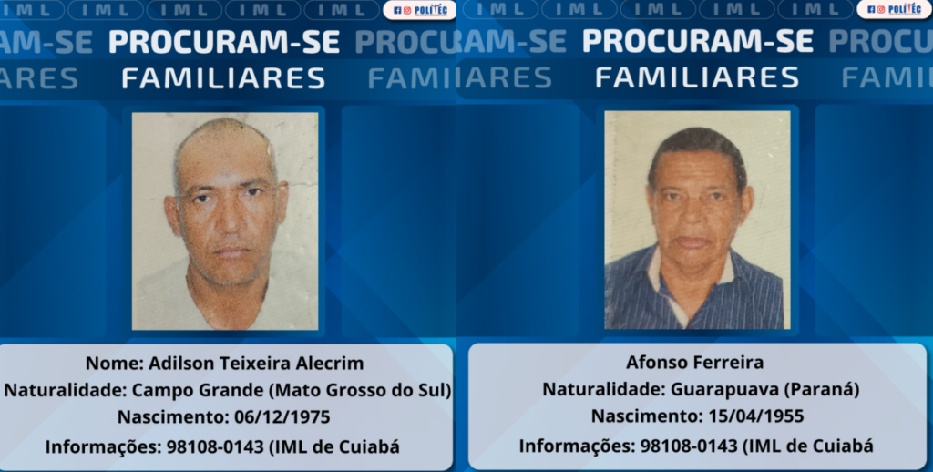 Politec procura por familiares de homens mortos em dezembro de 2024 em Cuiabá