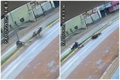 Vídeo mostra acidente que matou motociclista em Mato Grosso; garupa fica ferido