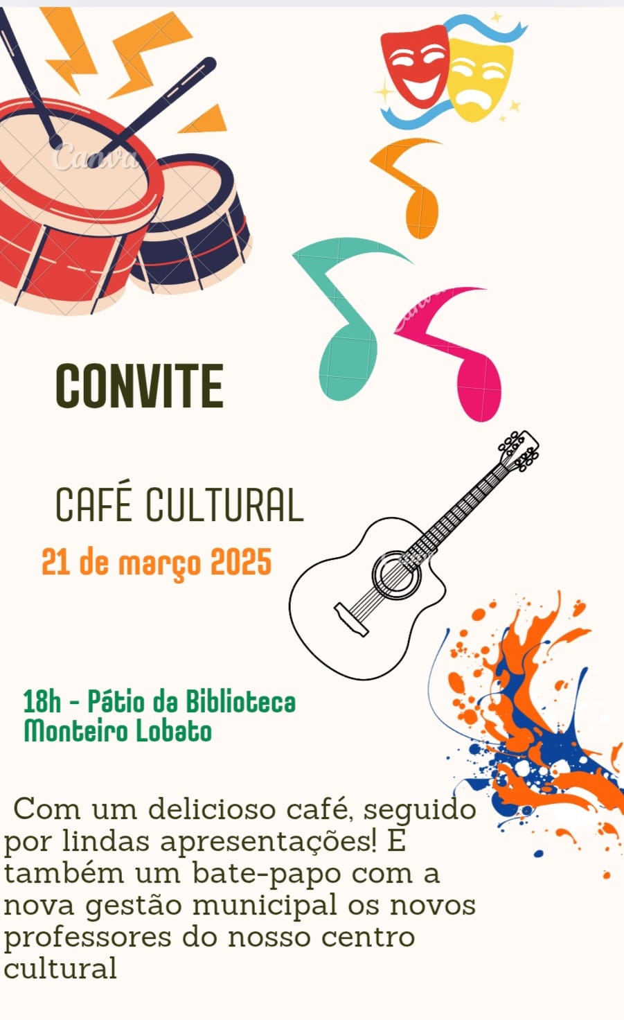 ITANHANGÁ-MT: Coordenadoria de cultura do municipio convida a população para um café cultural
