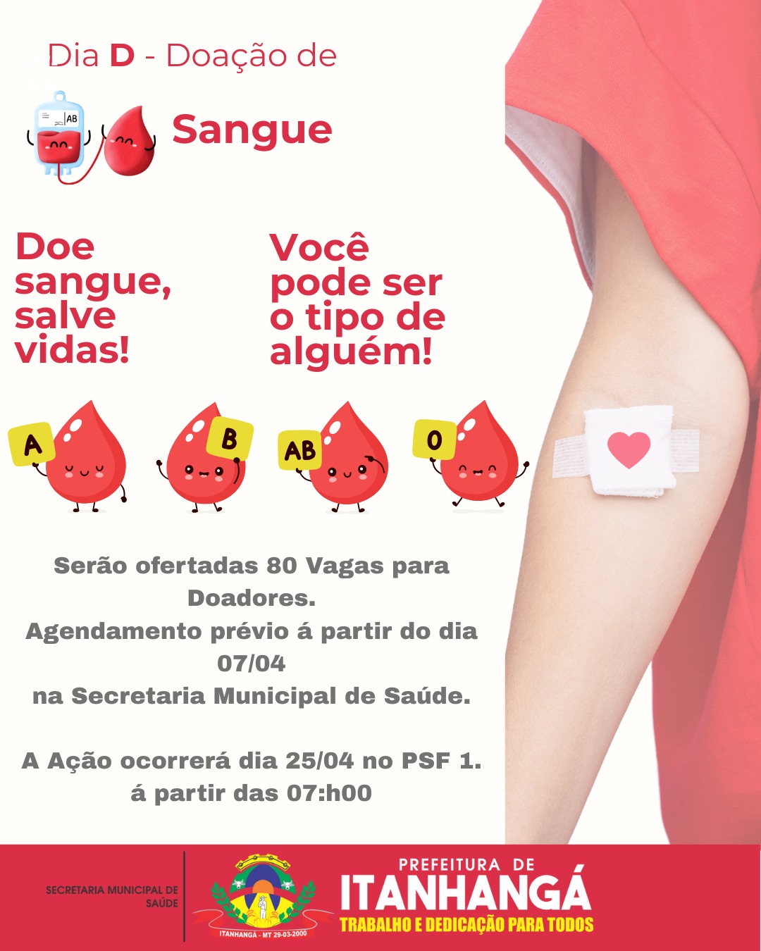 ITANHANGA-MT: Banco de Sangue de Sorriso em parceria com Secretaria de Saúde de Itanhangá fara coleta de sangue