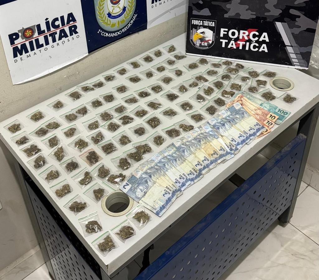 Adolescente é flagrado pela PM vendendo porções de maconha em Cuiabá