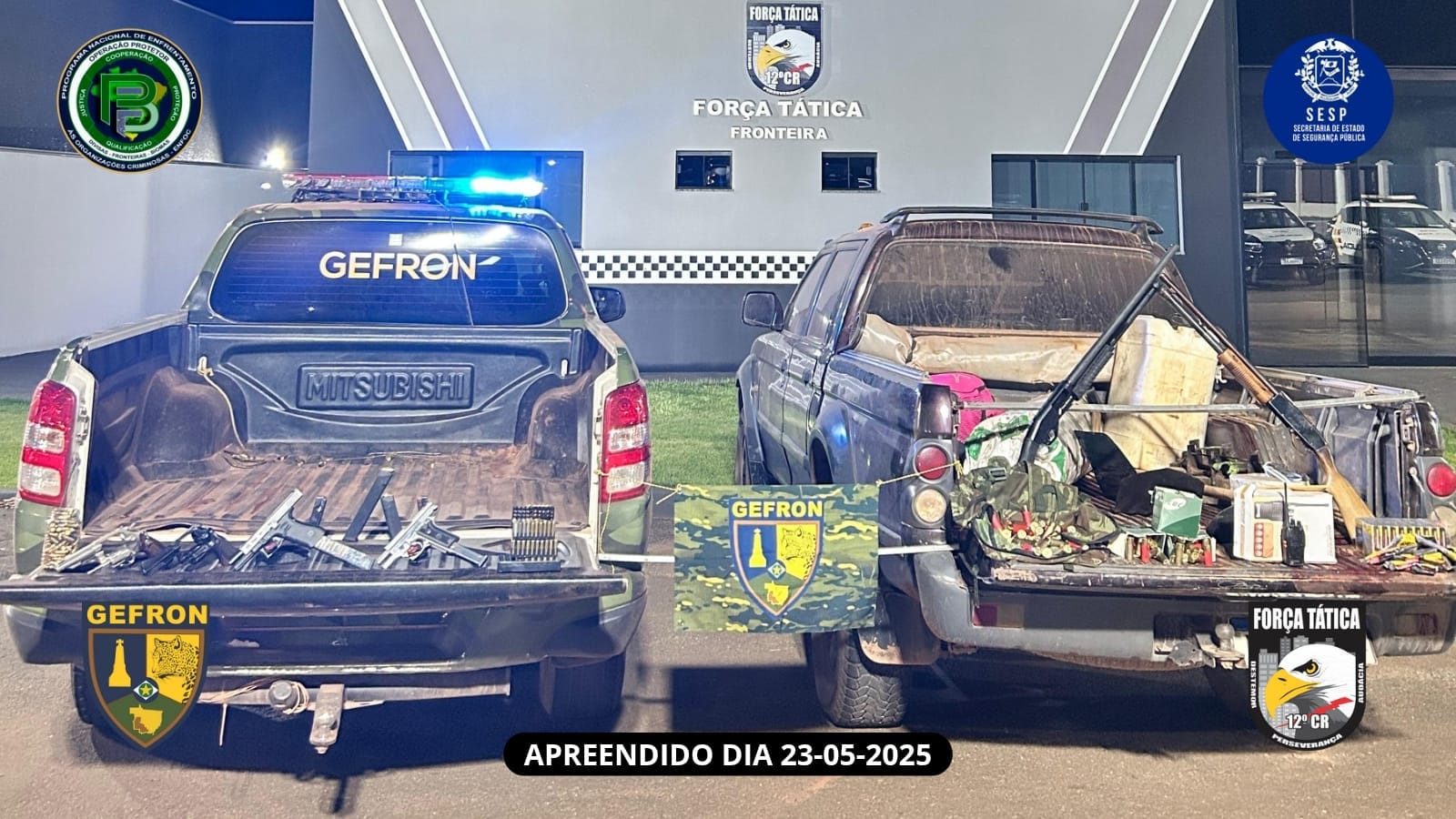 Confronto com policiais do Gefron termina com dois criminosos mortos e arsenal apreendido em MT