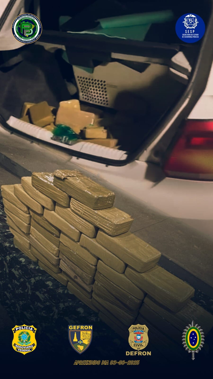 Gefron apreende 40 kg de pasta base e causa prejuízo de R$ 775 mil às facções