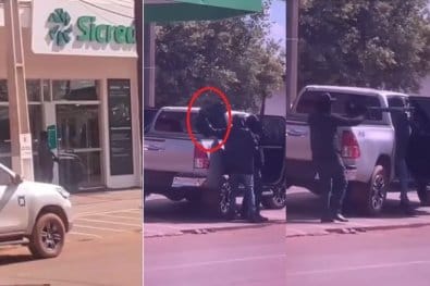 Bando fortemente armado invade agência do Sicredi e foge com dois reféns; PM realiza cerco