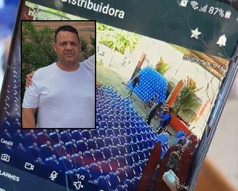 Câmera flagra comerciante sendo executado a tiros dentro de distribuidora