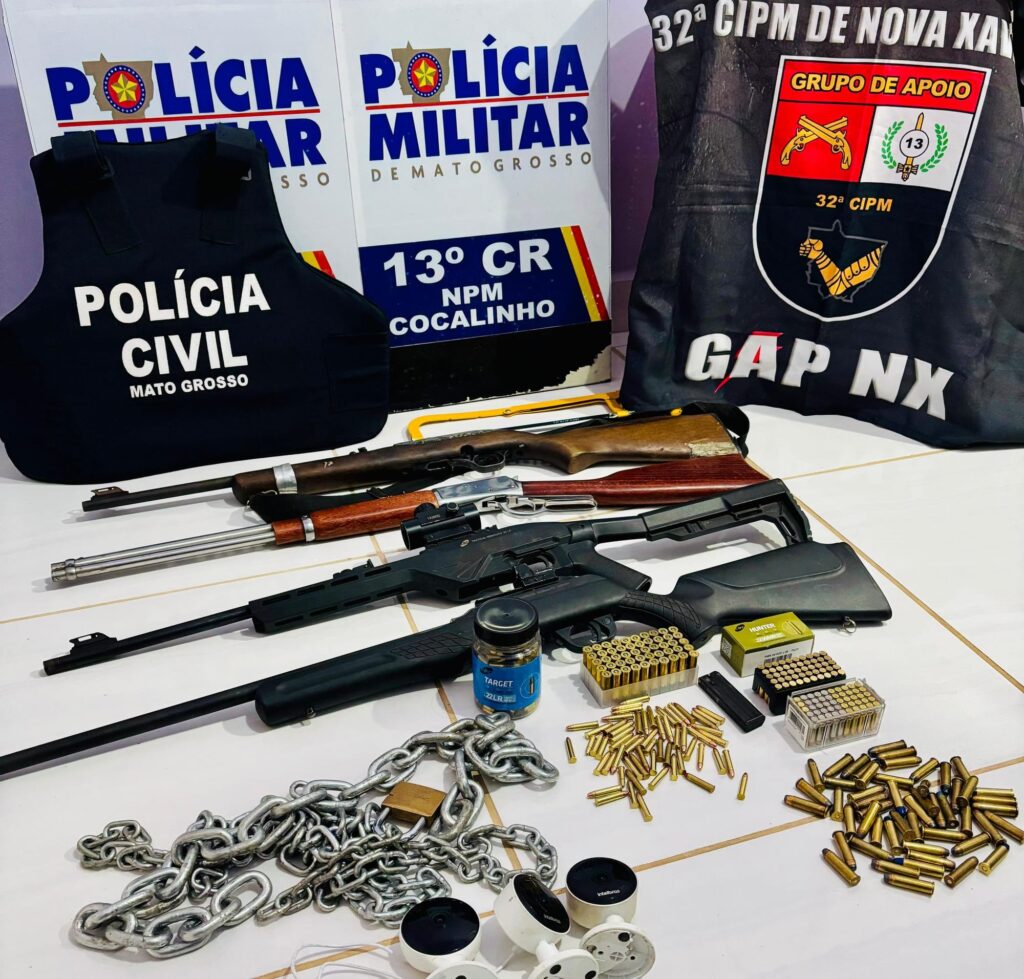 Grileiros são presos com arsenal após se passarem por policiais e invadirem fazenda em MT