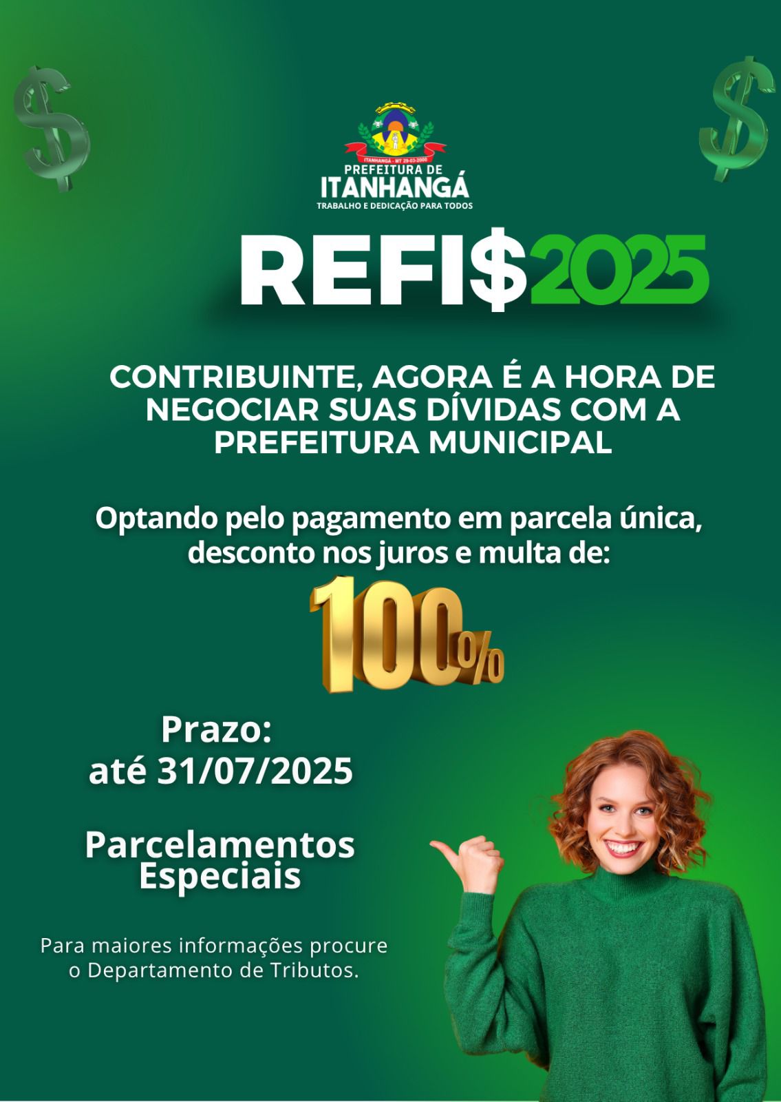 Itanhangá-MT: Prefeitura alerta os contribuintes para o prazo do REFIS 2025.