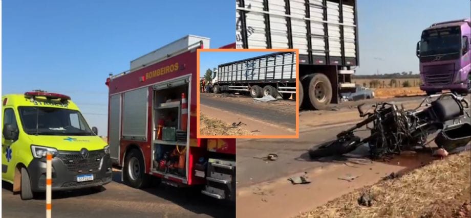 Acidente entre cinco veículos mata casal em moto e deixa quatro feridos na rodovia BR-163