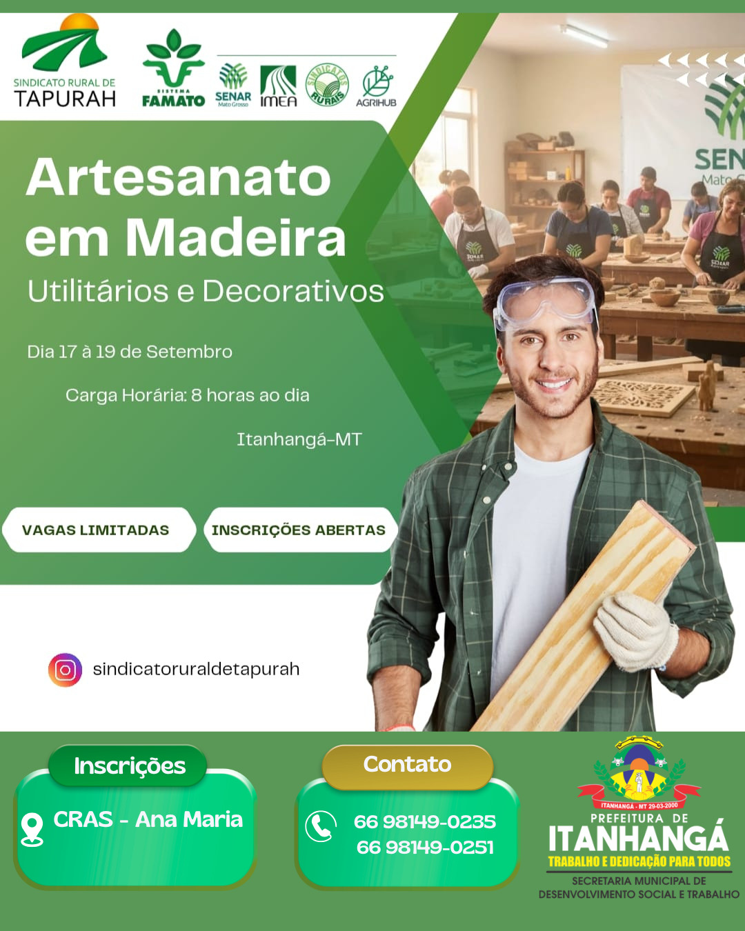 Itanhangá-MT: Curso de Artesanato em madeira Sustentável