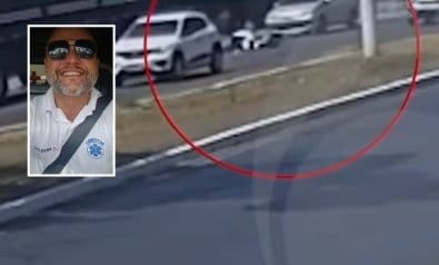 Câmara flagra motociclista sendo atropelado por caminhão em Cuiabá