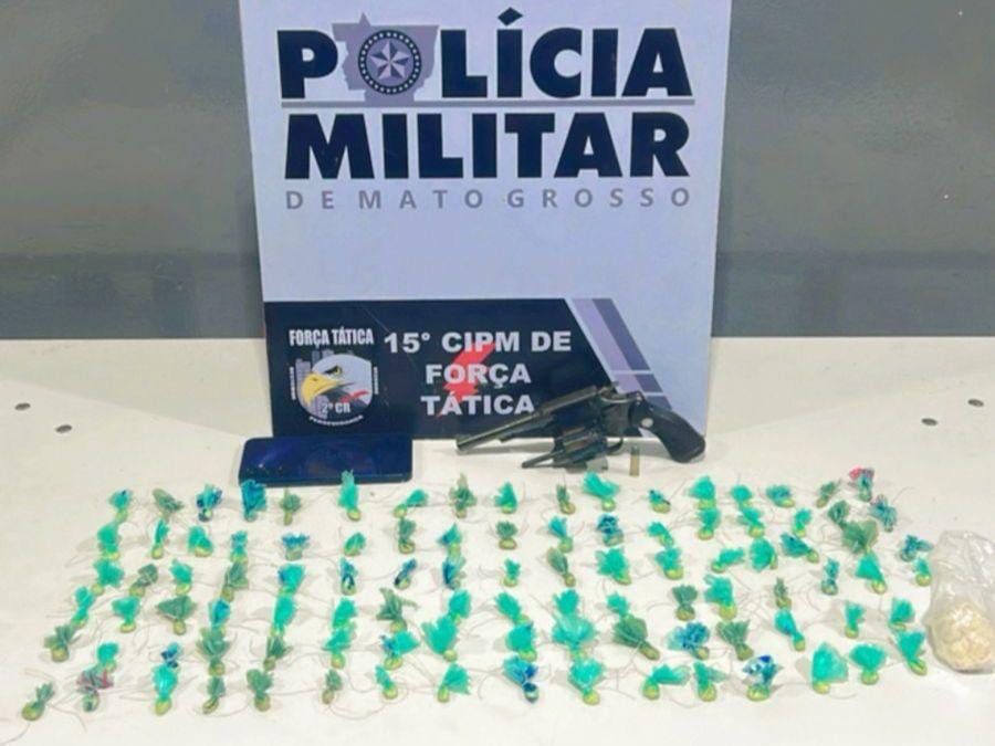 Força Tática apreende adolescente com arma de fogo e 100 porções de pasta base