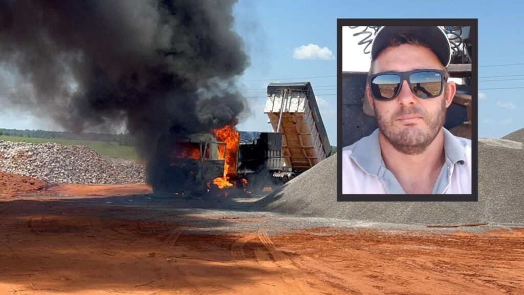 Motorista morre carbonizado após caminhão ser atingido por descarga elétrica em empresa