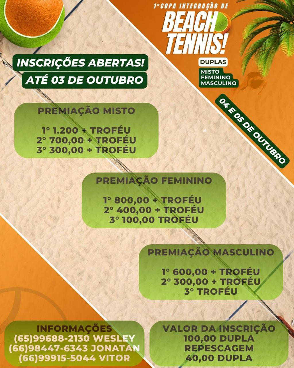 Itanhangá-MT: Itanhangá se prepara para a 1ª Copa Integração de Beach Tênis