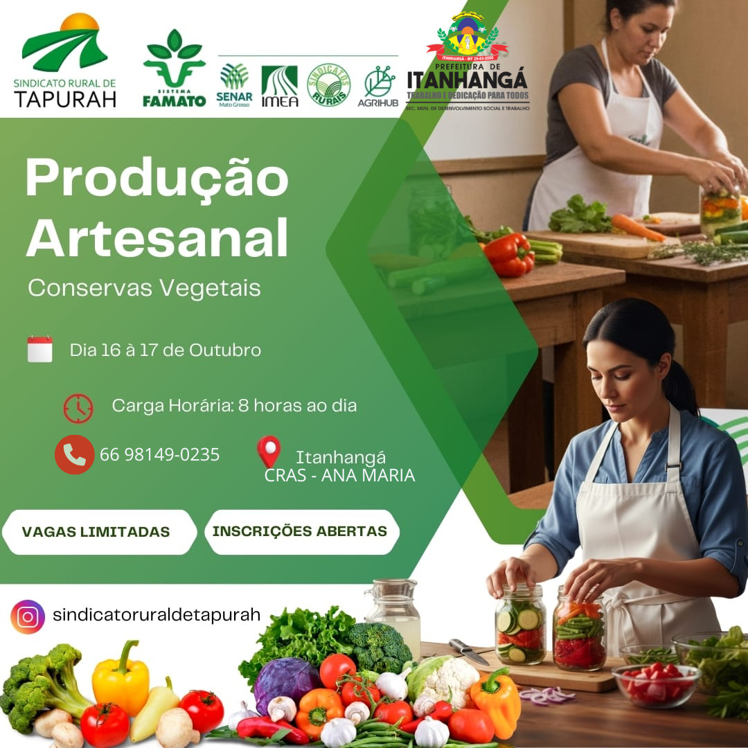 Itanhanga-MT: Curso de Conservas Vegetais é oferecido em Itanhangá com apoio de instituições parceiras