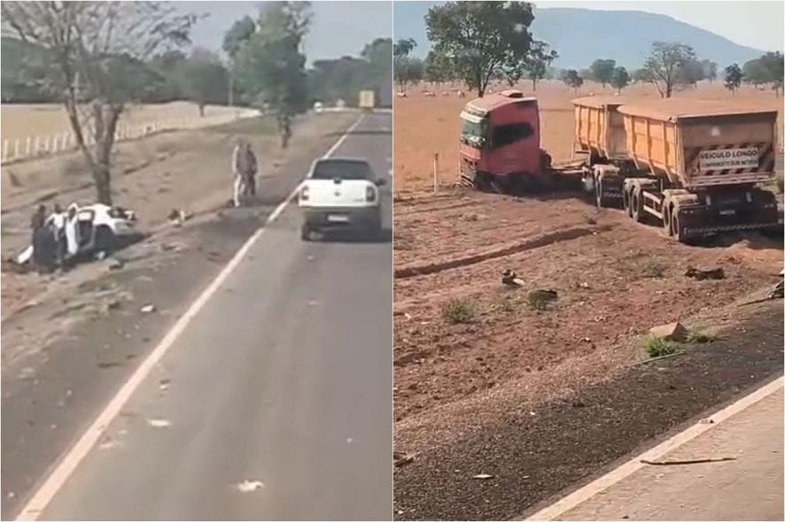 Dois homens morrem em grave colisão entre Gol e carreta na rodovia BR-158