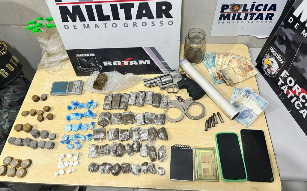 Rotam prende homem por tráfico de drogas e apreende porções de entorpecentes em Cuiabá