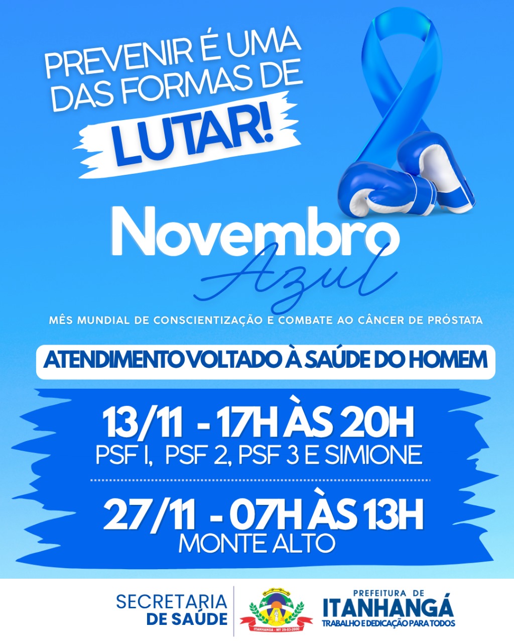 Itanhangá-MT: Secretaria de Saúde promove ações do Novembro Azul com atendimento especial à saúde do homem