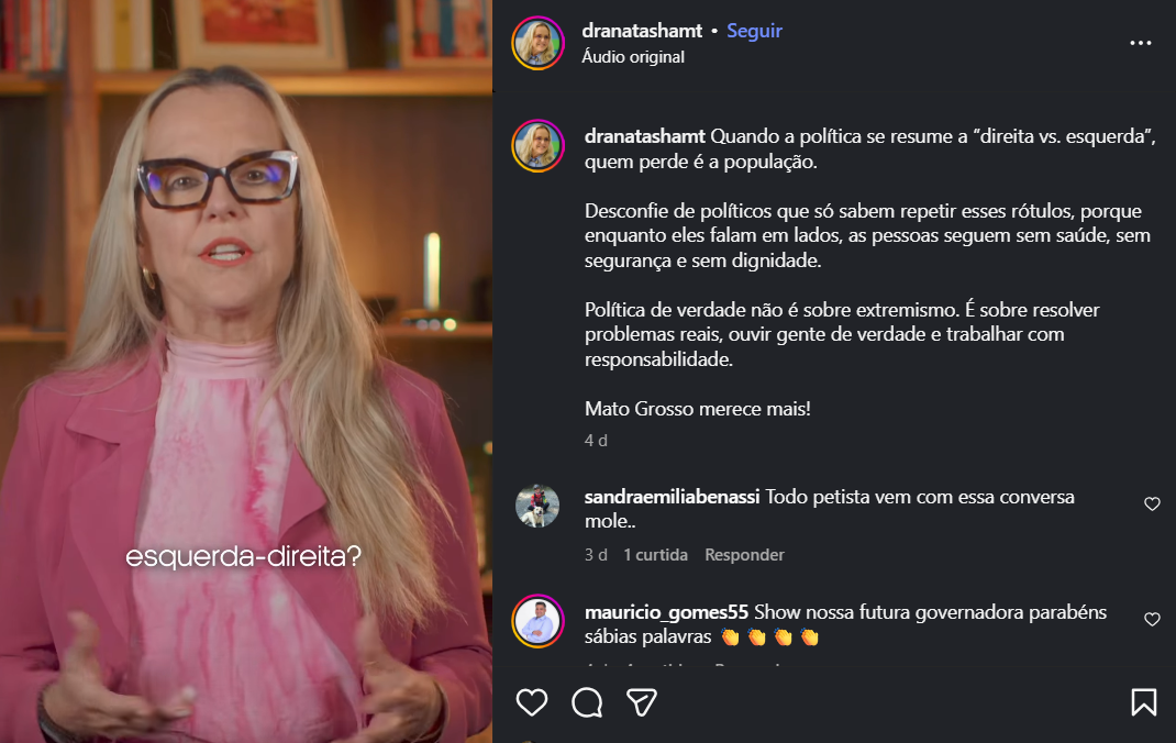 Natasha Slhessarenko nega rótulo de esquerda e afirma defender valores cristãos
