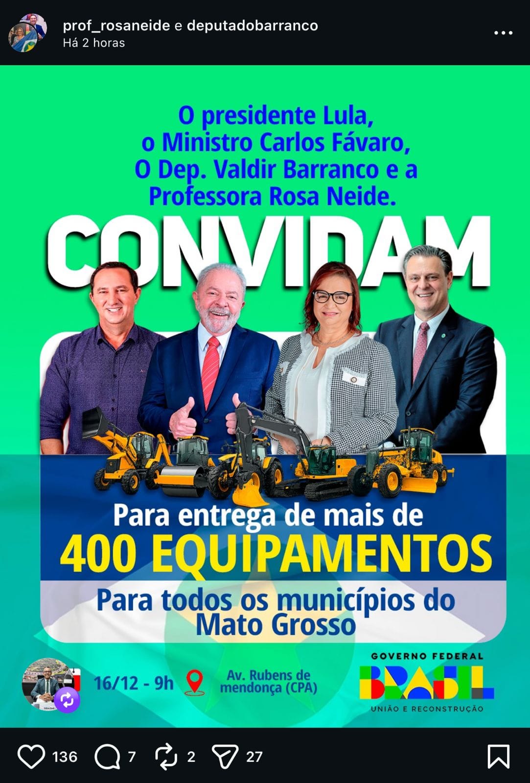 Esquerdistas “abandonam” Lúdio em anúncio com Lula e apagam postagem