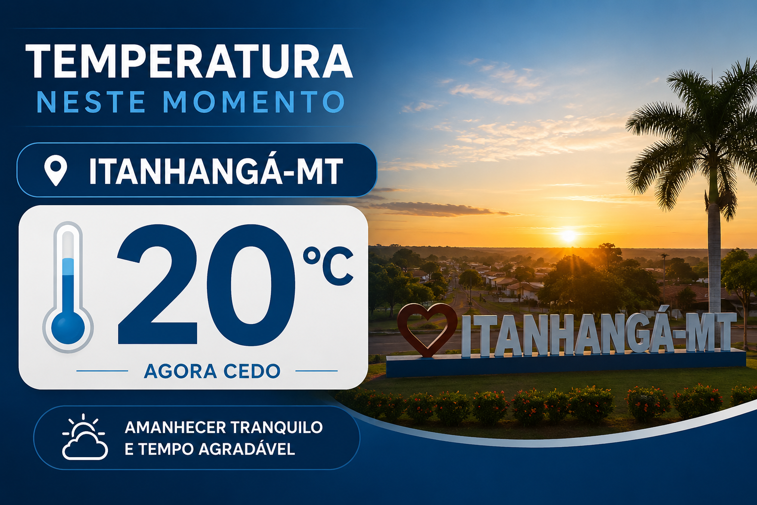 A região Médio-Norte de Mato Grosso inicia este domingo com queda de temperatura