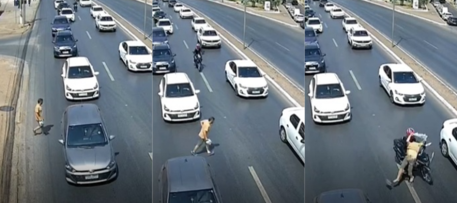 Câmera flagra momento em que pedestre é atropelado