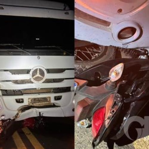 De motocicleta, homem bate contra caminhão e morre em Barra do Bugres