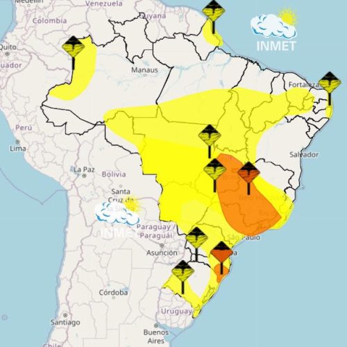 CLIMA E TEMPO: Inmet emite alerta para chuvas e ventos de até 100 km/h no Brasil; veja onde e até quando
