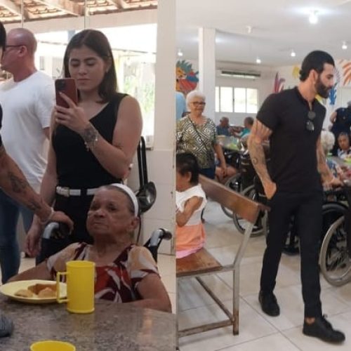 Antes de show em Cuiabá, Gusttavo Lima visita abrigo de idosos e faz apelo por solidariedade