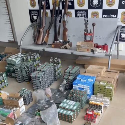 Arsenal com dez armas e 44 mil munições apreendido durante operação é avaliado em R$ 250 mil