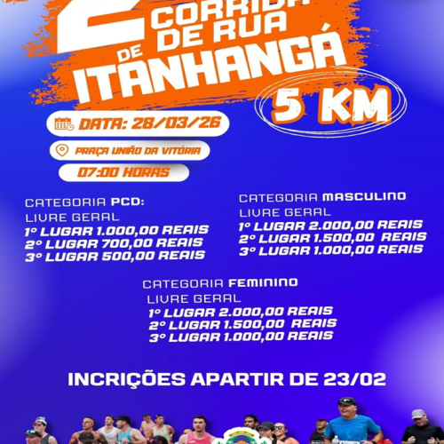 Itanhangá-MT: realizará 2ª Corrida de Rua em comemoração aos 26 anos do município