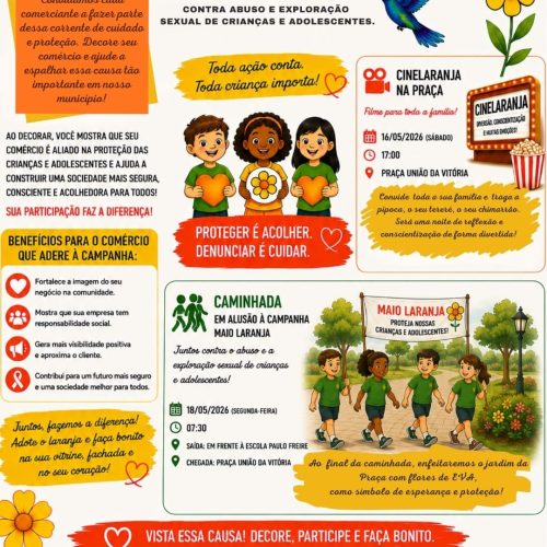Itanhangá-MT: Prefeitura promove ações do Maio Laranja com CineLaranja e caminhada de conscientização