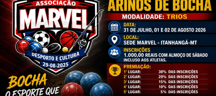 Itanhangá-MT: 3ª Copa Arinos de Bocha movimentará Itanhangá com atletas de Mato Grosso e de vários estados do Brasil