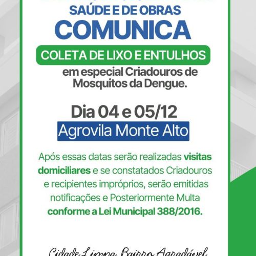Itanhangá-MT: Prefeitura intensifica ações de combate à dengue na Agrovila Monte Alto