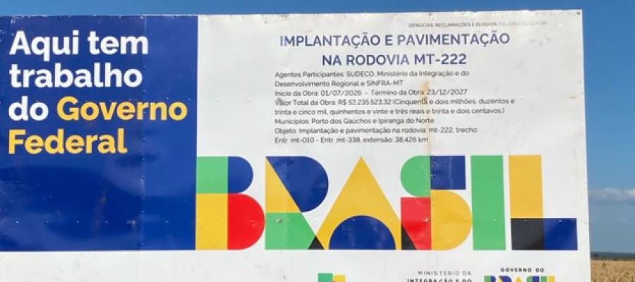Itanhangá-MT: Sinfra autoriza pavimentação de 38 quilômetros da MT-222, entre Vila Simione e a localidade do “Copo Sujo”