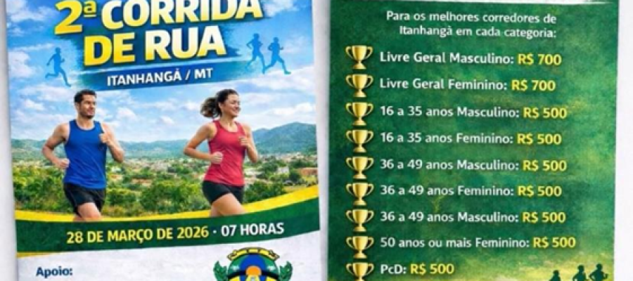 ESPORTES: Itanhangá realiza 2ª Corrida de Rua em comemoração aos 26 anos do município