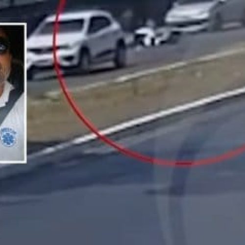 Câmara flagra motociclista sendo atropelado por caminhão em Cuiabá