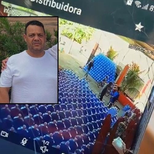 Câmera flagra comerciante sendo executado a tiros dentro de distribuidora