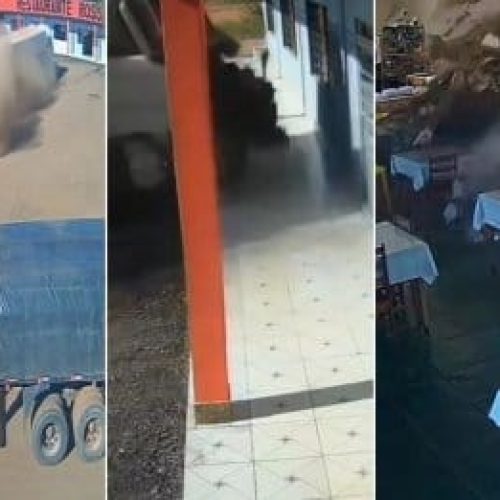 Caminhão desgovernado destrói restaurante às margens da BR-174 em MT; veja vídeo