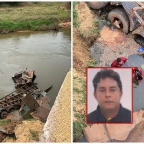 Caminhoneiro é encontrado morto em rio após carreta despencar de ponte em MT