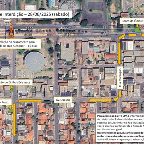 Cruzamento na entrada do CPA 1 será fechado para concretagem de pistas do BRT; veja rota de desvio