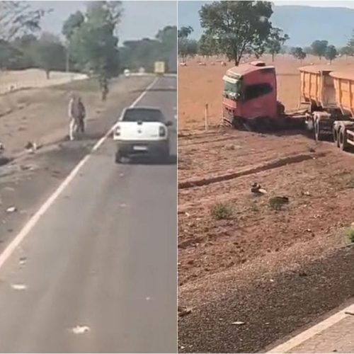 Dois homens morrem em grave colisão entre Gol e carreta na rodovia BR-158