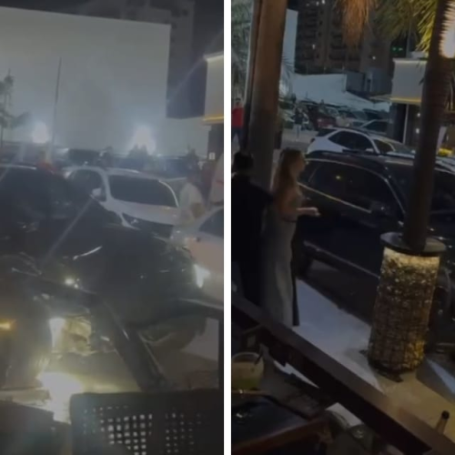 Empresário se envolve em briga e joga carro contra deck de restaurante na Praça Popular; veja