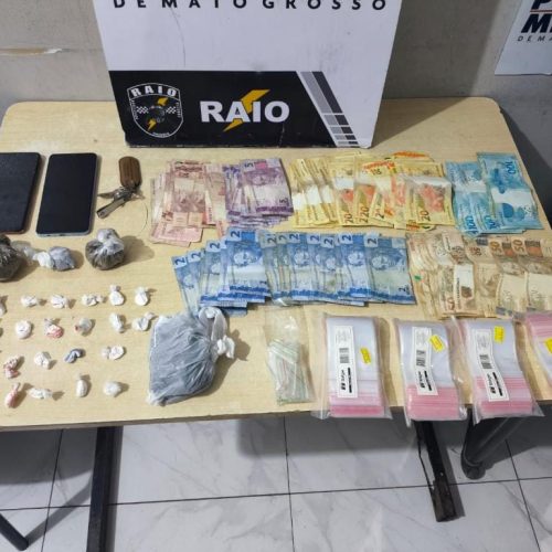 Faccionados são presos com porções de cocaína e maconha e R$ 2,2 mil em Cuiabá