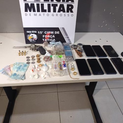 Força Tática flagra trio com arma de fogo, munições e diversas porções de maconha em Várzea Grande
