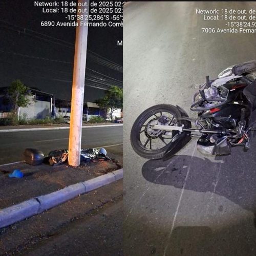 Homem de 31 anos bate moto em poste e morre na Fernando Corrêa; Deletran investiga