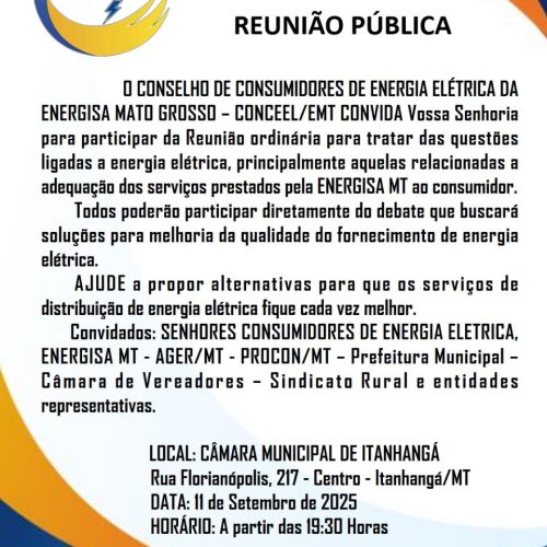 Itanhangá-MT: Audiencia Publica discutira os serviços prestados pela Energisa em Itanhangá