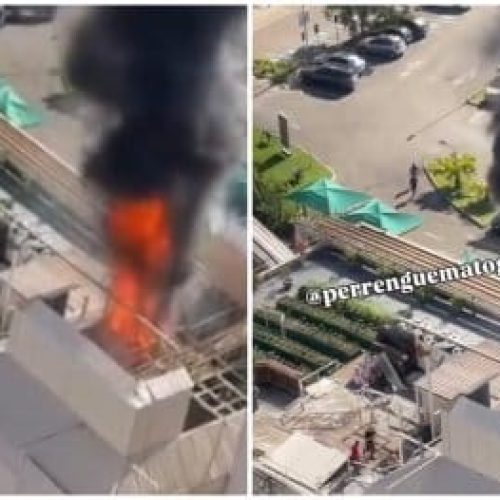 Incêndio atinge estrutura do Pantanal Shopping em Cuiabá; veja vídeos