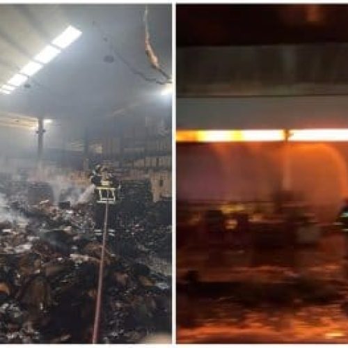 Incêndio de grandes proporções destrói depósito de supermercado em Cuiabá