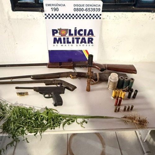 Irmãos são presos com armas de fogo e pés de maconha em Alto Paraguai
